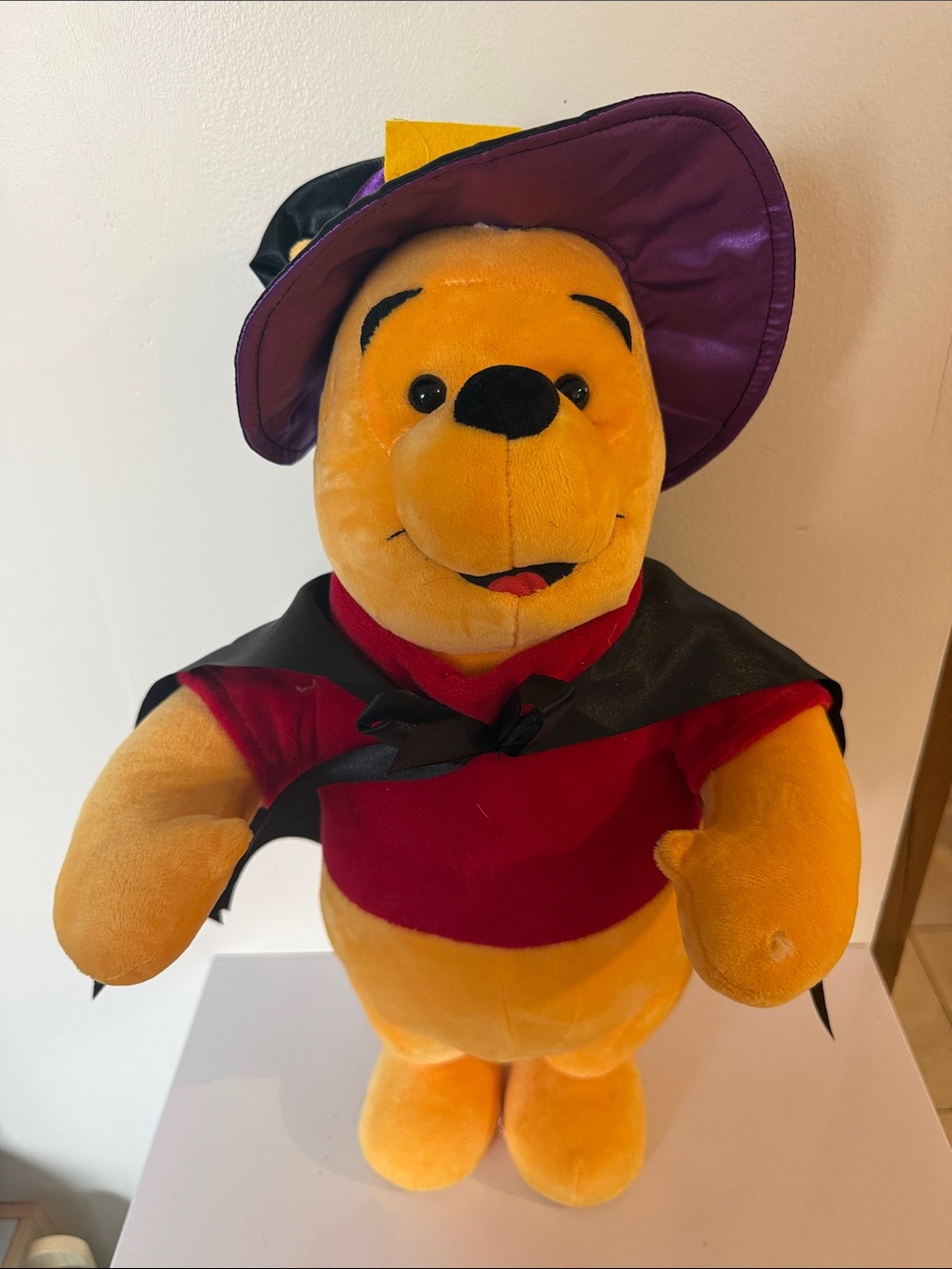 Winnie the Pooh Plush Toy in Yellow & Red with Purple Hat Halloween